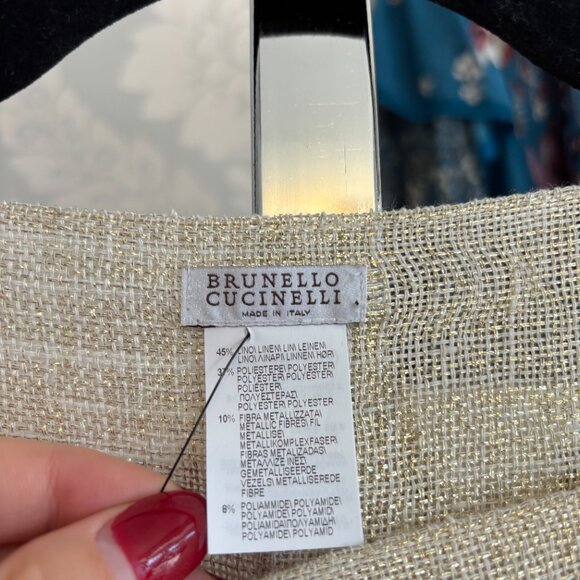 Brunello Cucinelli Sparkly Cream Knit Poncho - One Size - Picture 6 of 6